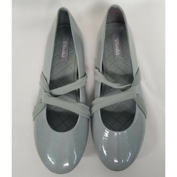 Gola Gray Faux Patent Leather Slip On Ballet Flats - Picture 7 of 12